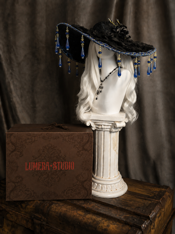 Black Teardrop Veil Gothic Hat
