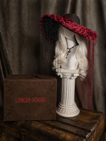 Black Red Long Tassel Gothic Hat