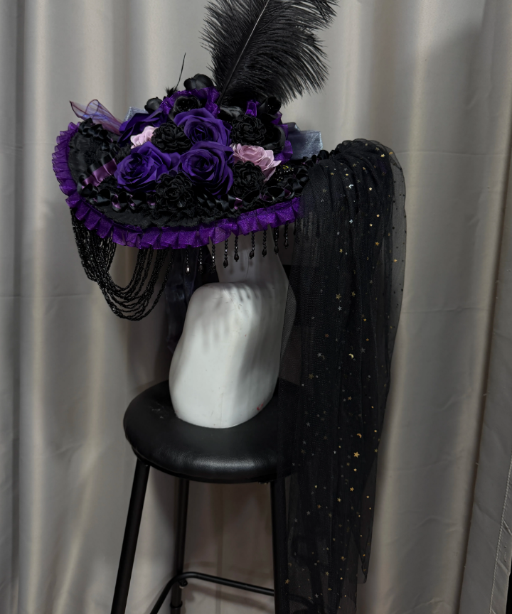 Black Purple Mystic Gothic Witch Hat