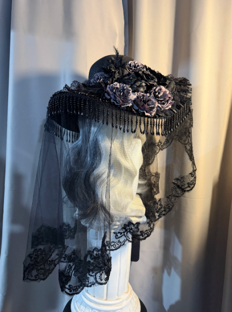 Midnight Gothic Lace Witch Hat