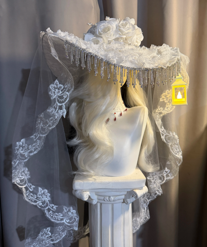 White Luminous Gothic Witch Hat